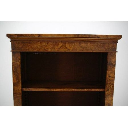 Antiker Victorian Burr Nussbaum Offener Bücherregal