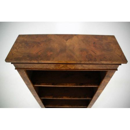 Antiker Victorian Burr Nussbaum Offener Bücherregal