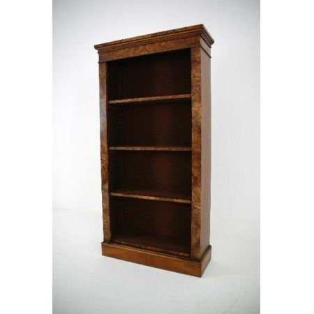 Antiker Victorian Burr Nussbaum Offener Bücherregal