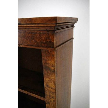 Antiker Victorian Burr Nussbaum Offener Bücherregal