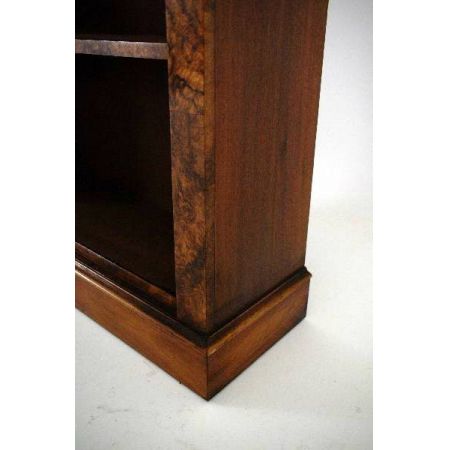 Antiker Victorian Burr Nussbaum Offener Bücherregal