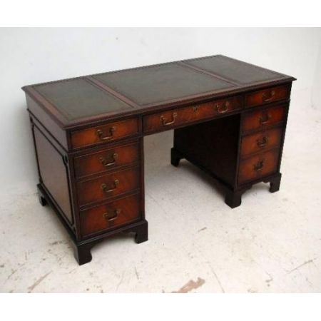 Antiker Schreibtisch - Georgian Style - Lederschreibfläche