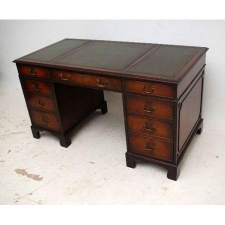 Antiker Schreibtisch - Georgian Style - Lederschreibfläche