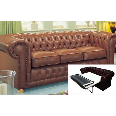 "Dale" 3-Sitzer Schlaffsofa Original englisches Chesterfield Sofa (Matratze: 115cm)