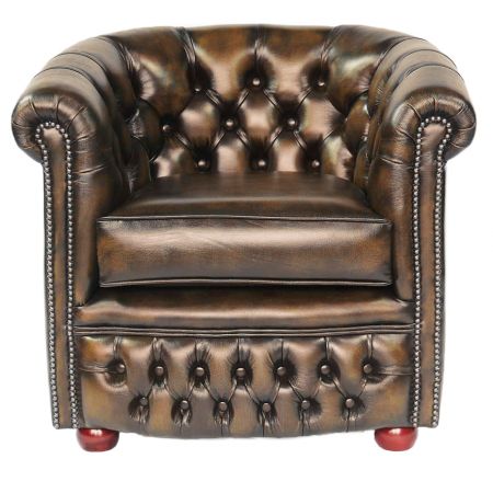 Chesterfield Sessel "Diana" in Birch Antique Gold