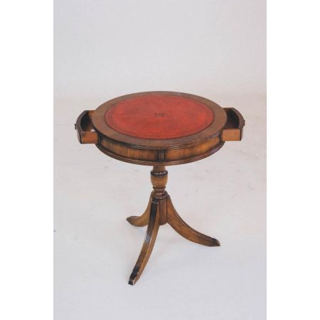 Eleganter Drumtable aus Mahagoni mit schöner Lederplatte