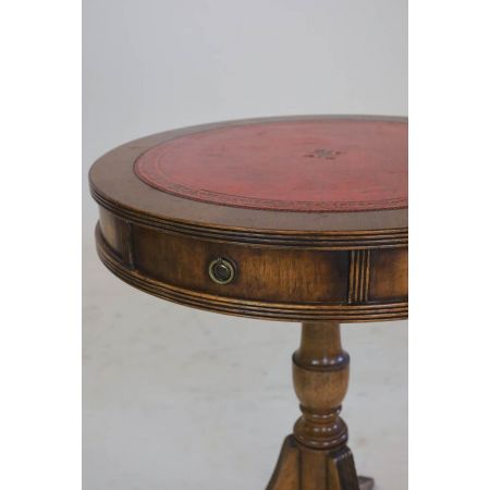 Eleganter Drumtable aus Mahagoni mit schöner Lederplatte