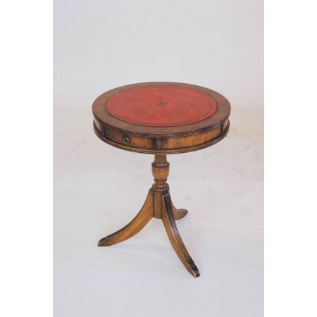 Eleganter Drumtable aus Mahagoni mit schöner Lederplatte