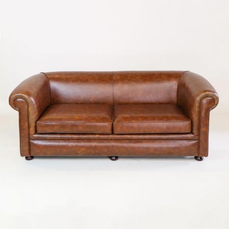 Chesterfield 3-Seater "Dylan" Sofa in "Vintage Hazelnut" Anilinleder - sofort Lieferbar