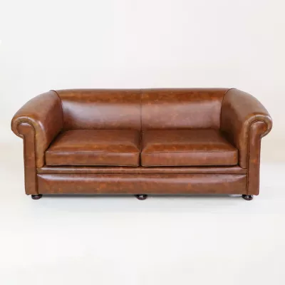 Chesterfield 3-Seater "Dylan" Sofa in "Vintage Hazelnut" Anilinleder - sofort Lieferbar