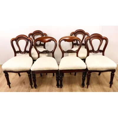 Antikes viktorianisches Stuhlset aus Mahagoni Massivholz, Ballon Back Chairs, 6teilig, Antik