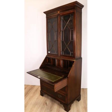 Antiker Mahagoni victorian Aufsatzsekretär aus Massivholz, Bureau Bookcase mit Regency Verglasung