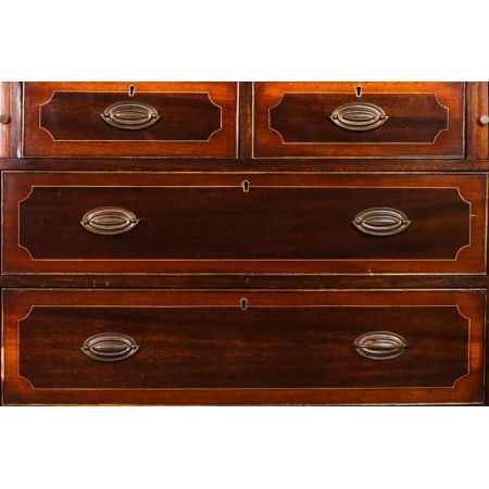 Antiker Sekretär, Bureau aus Mahagoni Massivholz, mit Intarsien besetzt