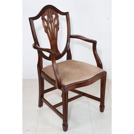 Einzelner Sheraton Style Stuhl mit Armlehnen, in Mahagoni - sofort lieferbar