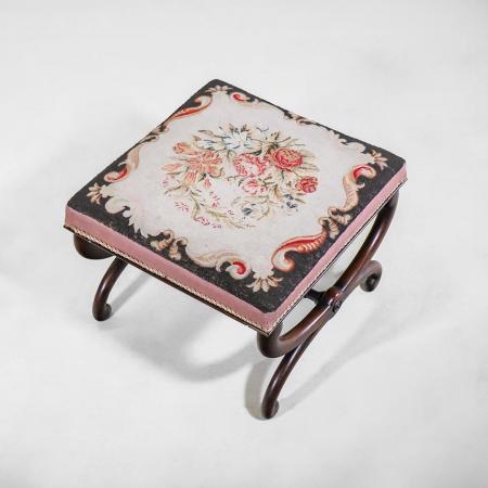 Regency Rosewood Stool Tapestry Upholstery
