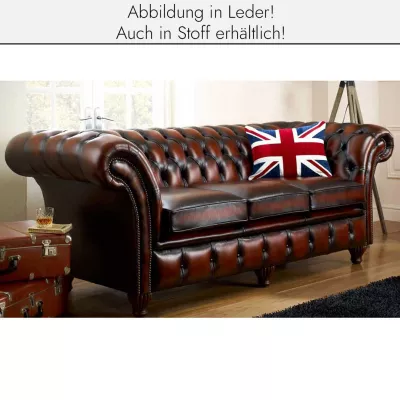 Original englisches Chesterfield Sofa "Empire" in Stoff, 4 Sitzer