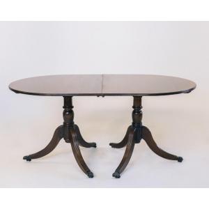 Englischer D-End Table / Esstisch, Mahagoni, Tisch mit feiner Bandintarsie - sofort lieferbar