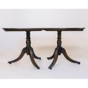 Englischer D-End Table / Esstisch, Mahagoni, Tisch mit feiner Bandintarsie - sofort lieferbar