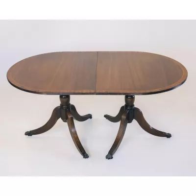 Englischer D-End Table / Esstisch, Mahagoni, Tisch mit feiner Bandintarsie - sofort lieferbar