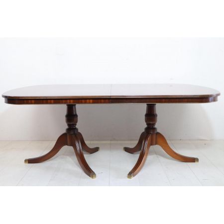 Englischer Mahagoni D-End Dining Table / Esstisch, ausziehbar