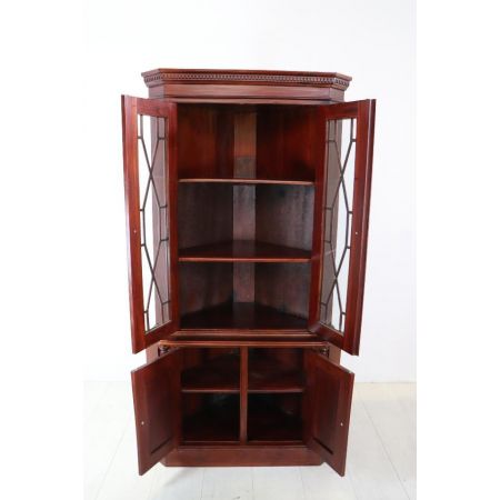 Englischer Mahagoni Eckschrank mit Verglasung im Regency Stil - sofort lieferbar