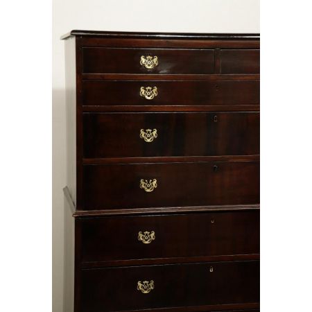 Englischer Tallboy / Aufsatzkommode, antikes Vertiko aus Mahagoni, mit 9 Schubladen - sofort lieferbar