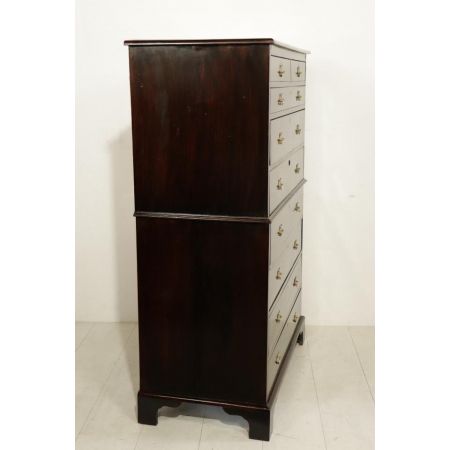 Englischer Tallboy / Aufsatzkommode, antikes Vertiko aus Mahagoni, mit 9 Schubladen - sofort lieferbar