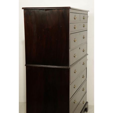 Englischer Tallboy / Aufsatzkommode, antikes Vertiko aus Mahagoni, mit 9 Schubladen - sofort lieferbar