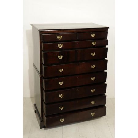 Englischer Tallboy / Aufsatzkommode, antikes Vertiko aus Mahagoni, mit 9 Schubladen - sofort lieferbar