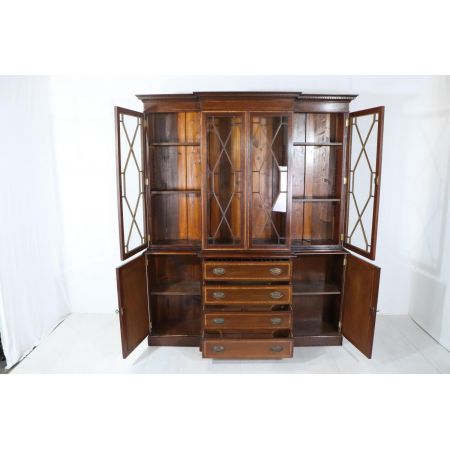 Englisches Breakfront Bookcase im Regency Stil, in Mahagoni