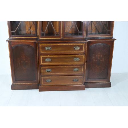 Englisches Breakfront Bookcase im Regency Stil, in Mahagoni