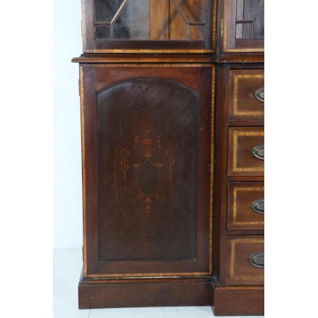 Englisches Breakfront Bookcase im Regency Stil, in Mahagoni