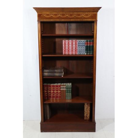 Englisches Open Bookcase mit Blumen Intarsien, in Mahagoni