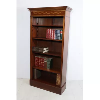 Englisches Open Bookcase mit Blumen Intarsien, in Mahagoni