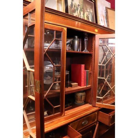 Extra großes Edwardian Style Breakfront Bookcase, Großer Bücherschrank Antik Stil 4m Breite, Mahagoni, ca. 1950