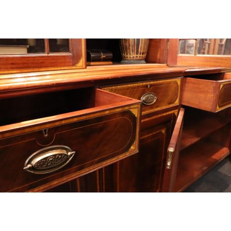 Extra großes Edwardian Style Breakfront Bookcase, Großer Bücherschrank Antik Stil 4m Breite, Mahagoni, ca. 1950