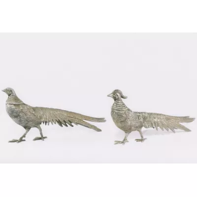 Französische vintage Tischdekoration Pfauen- Fasanenfiguren aus edler Metalllegierung