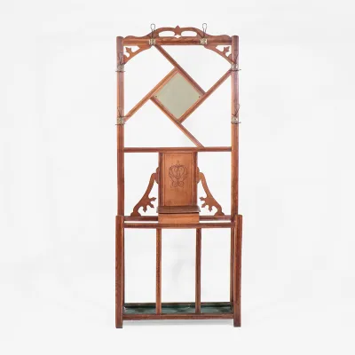 Gardrobe antik – Edwardianischer Garderobenständer Massivholz um 1900