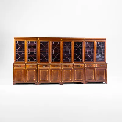 Großer Englischer Bücherschrank im antiken Stil aus Mahagoni – 4 Meter breit, Anfang 20. Jh.
