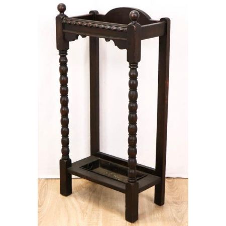 Handgefertigter Antiker Regenschirmhalter aus Massivholz, gedrechselt