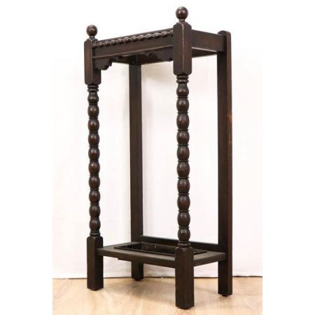 Handgefertigter Antiker Regenschirmhalter aus Massivholz, gedrechselt