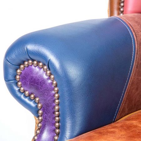 Chesterfield Ohrensessel "Fun Wing Chair" - Ledersessel mit Patchwork