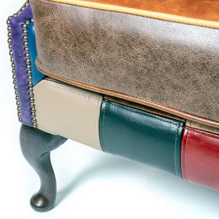 Chesterfield Ohrensessel "Fun Wing Chair" - Ledersessel mit Patchwork