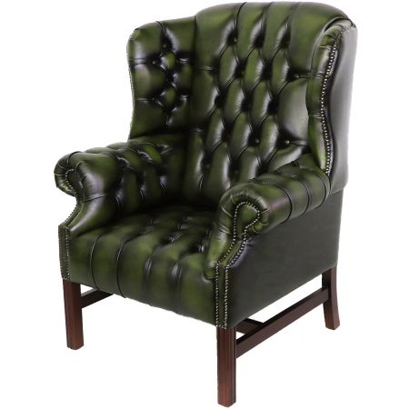 Chesterfield "Hawkins Wing Chair" in Birch Antique Green