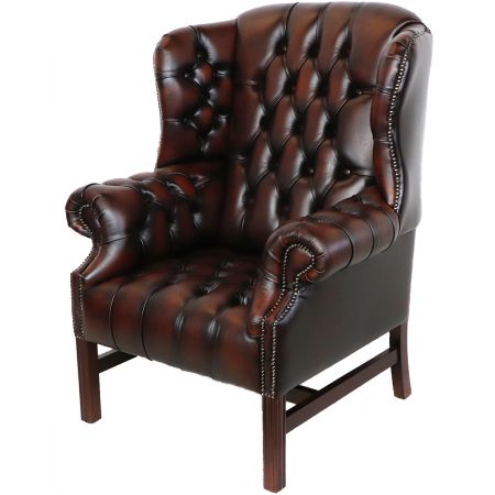 Chesterfield "Hawkins Wing Chair" in Birch Antique Rust