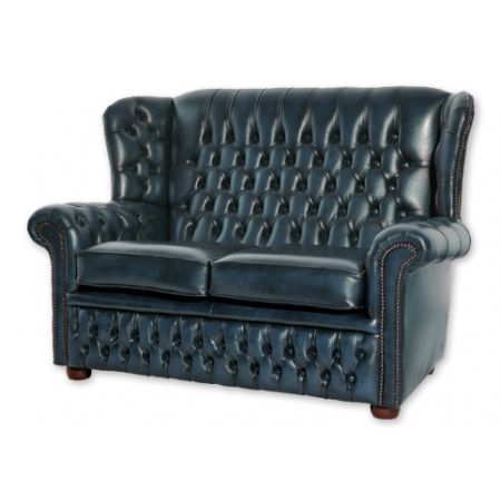 Chesterfield Sofa "Henley" Zweisitzer in Birch Antique Blue