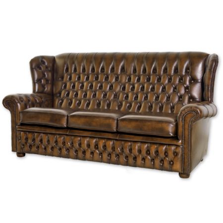 Chesterfield Sofa "Henley" Dreisitzer in Birch Antique Gold