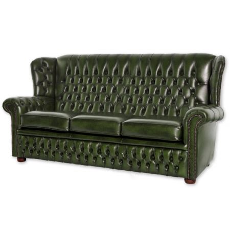 Chesterfield Sofa "Henley" Dreisitzer in Birch Antique Green