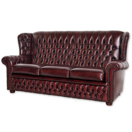 Chesterfield Sofa "Henley" Dreisitzer in Birch Antique Red 