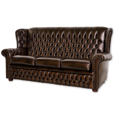 Chesterfield Sofa "Henley" Dreisitzer in Birch Antique Tan